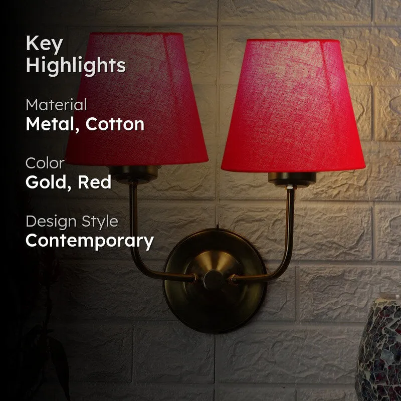 Lumoire Duo Cone Metal Wall Lamp - Gold,Red media 2