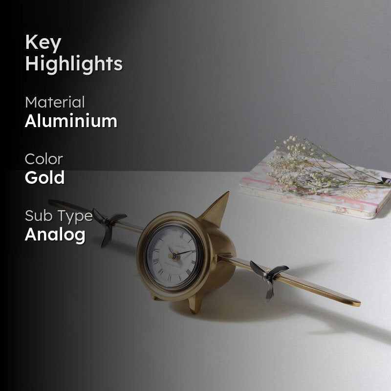 Fly Time Table Clock - Gold media 2