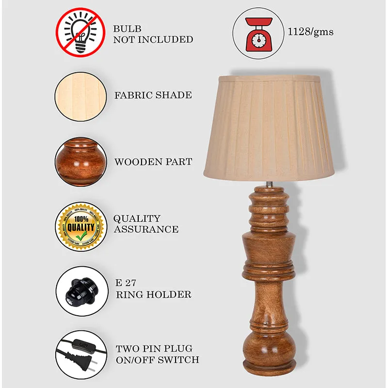 Pleated King Wooden Table Lamp - Brown media 4