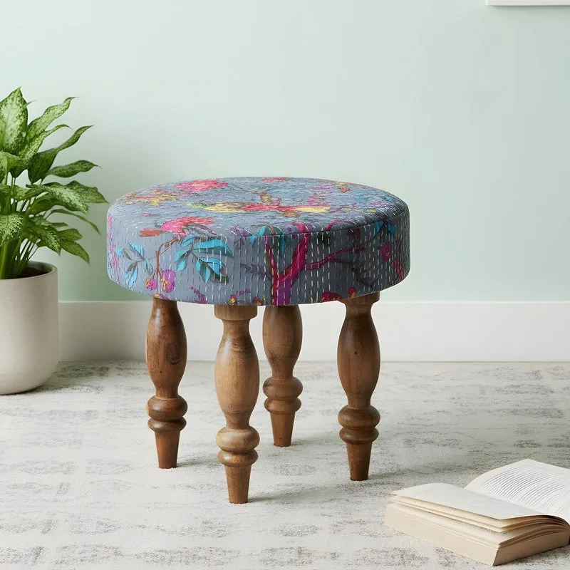 Qexon Sheesham Wooden Stools (Grey) - Set Of Two media 5