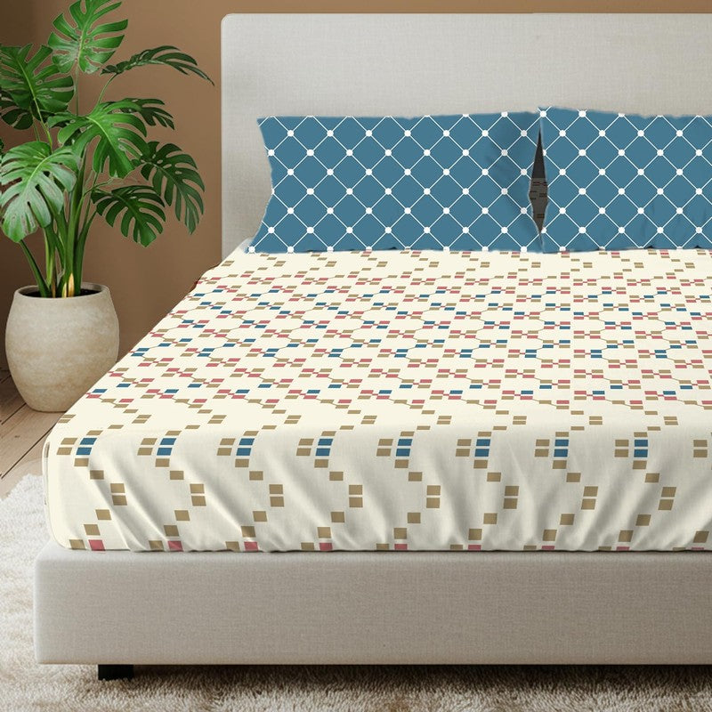 Urban Space GeoDot Cotton Bedsheet (Blue) - 144 TC media 3