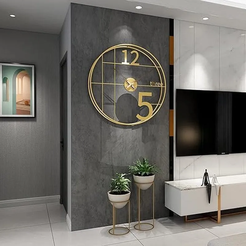 Alarm Silent Wall Clock - Gold media 8