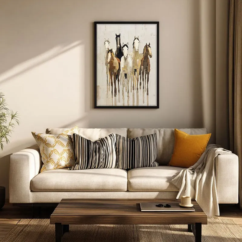 Flowing Horse Wall Painting With Black Frame media 5