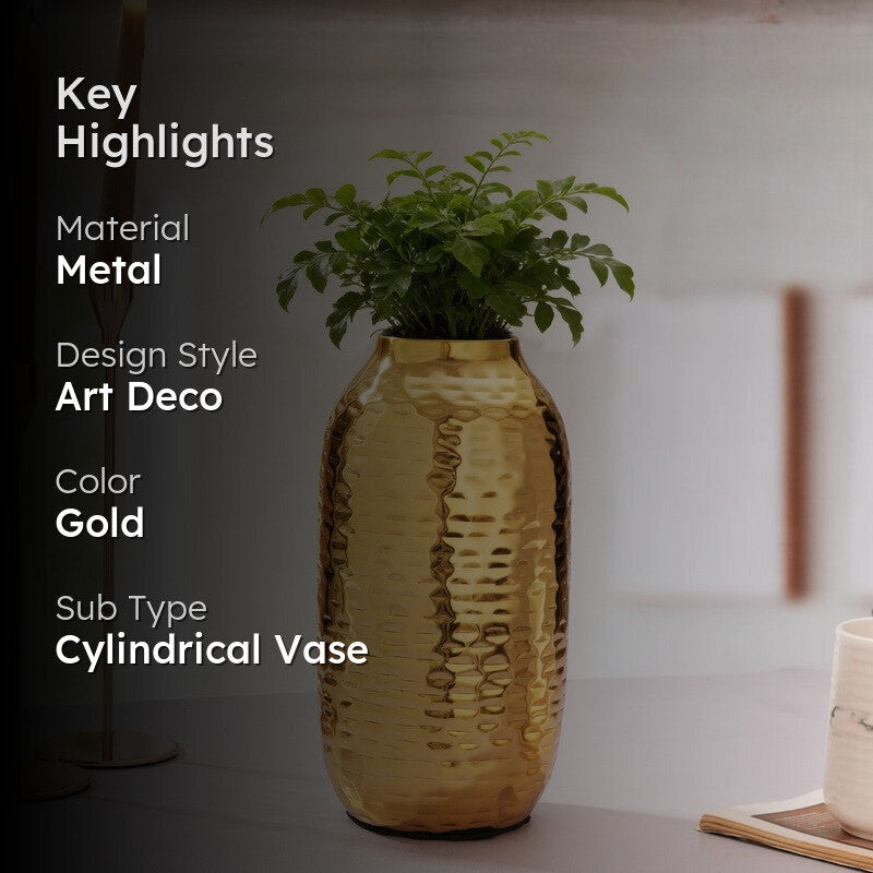 Biblio Bloom Metal Vase -Gold media 2