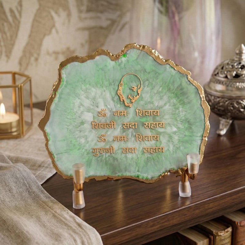Divine Guruji Mantra Agate Showpiece
