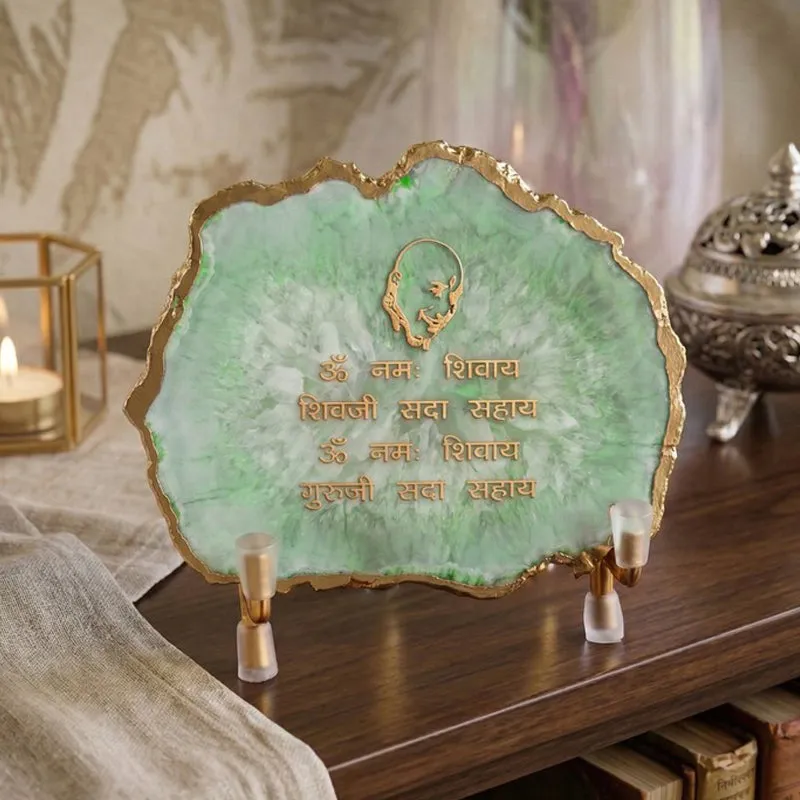 Divine Guruji Mantra Agate Showpiece media 1
