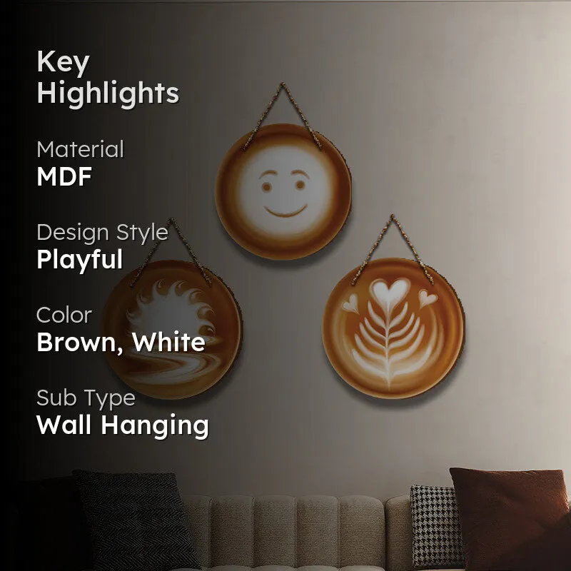 Latte Art Wood MDF Wall Hanging - Set Of Three media 2