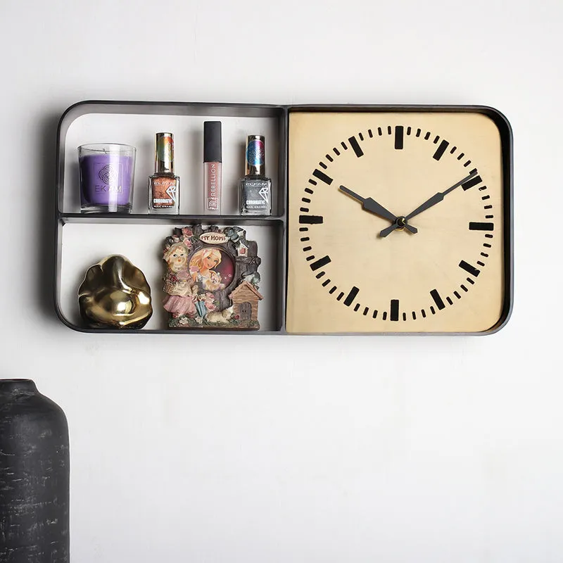 Herlin Iron Wall Clock With Shelf media 1