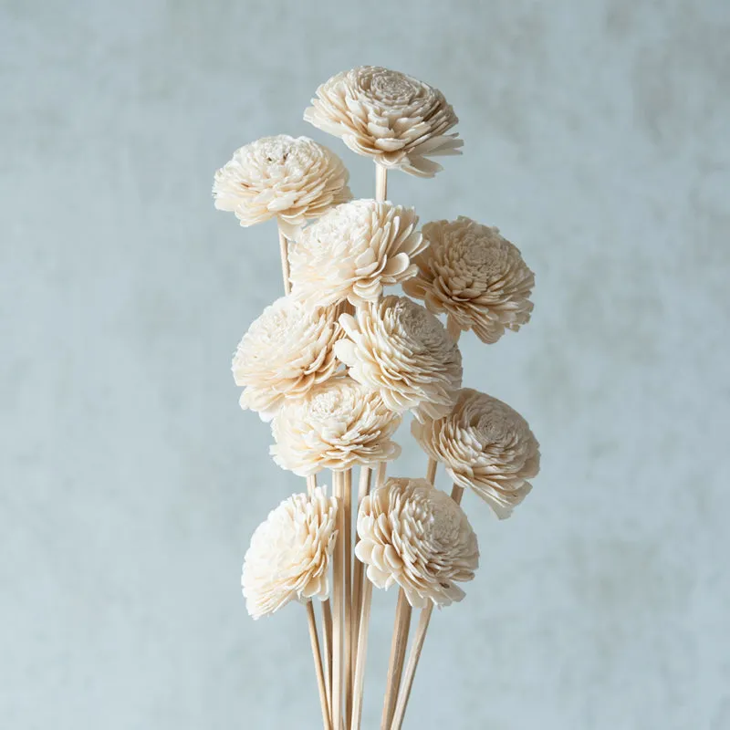 Estar Sola Wood Rose Flower Stick (White) - Set Of Ten media 3