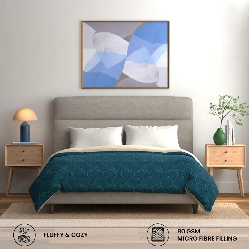 Urban Space Triad Reversible Comforter (Teal, Beige) - 80 GSM media 4