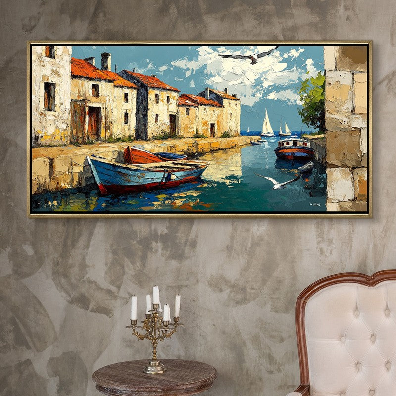 Blue Rest Canvas Wall Painting With Frame