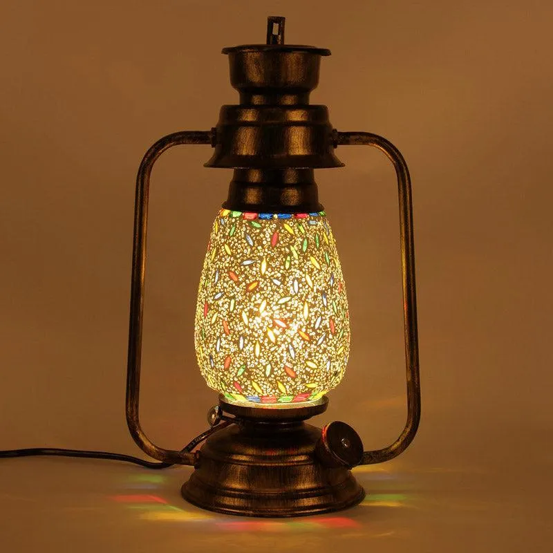 Siera Mosaic Lantern Iron & Glass Table Lamp - Multicolor media 4