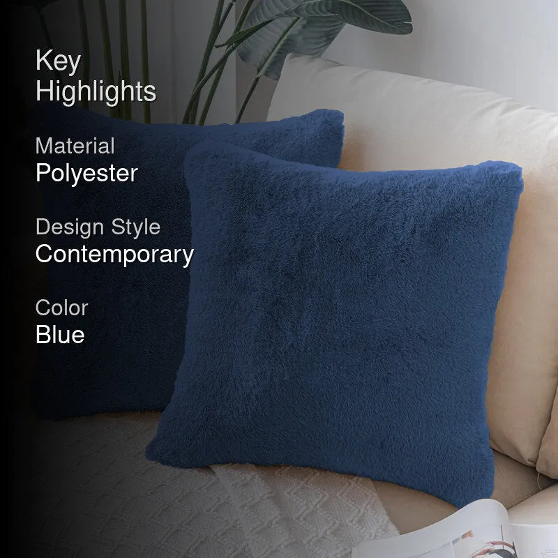 Fur Dual Cushion Cover Set (Blue) - Set Of Two media 2