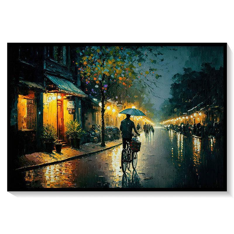 Night Time In Vietnam Wall Painting - Black Frame media 5