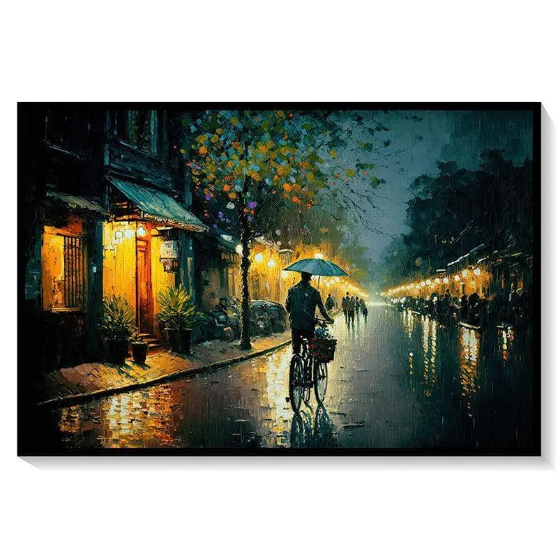 Night Time In Vietnam Wall Painting - Black Frame media 5