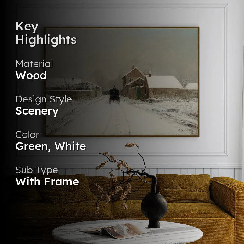 Winter Village Wood Wall Art With Frame - Black media 2
