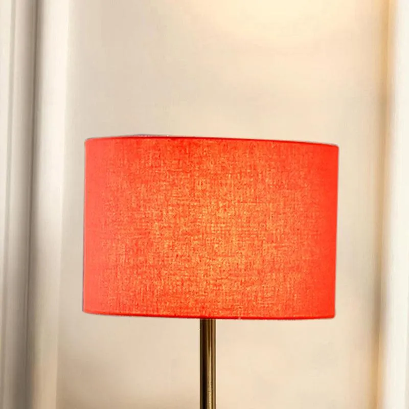 Glow Mesa Cotton & Metal Table Lamp (Drum) - Orange,Gold media 3