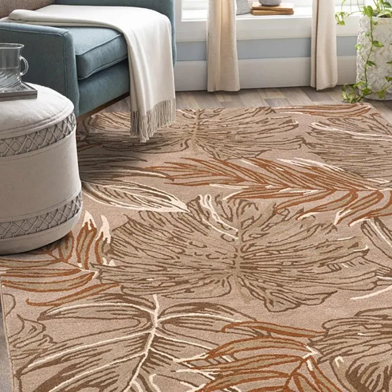 Elendil Hand Tufted Floral Wool & Nylon Carpet - Beige & Brown media 3