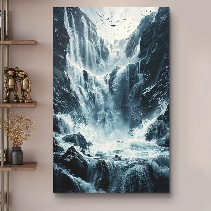 Snowy Cascades Wall Painting media 4