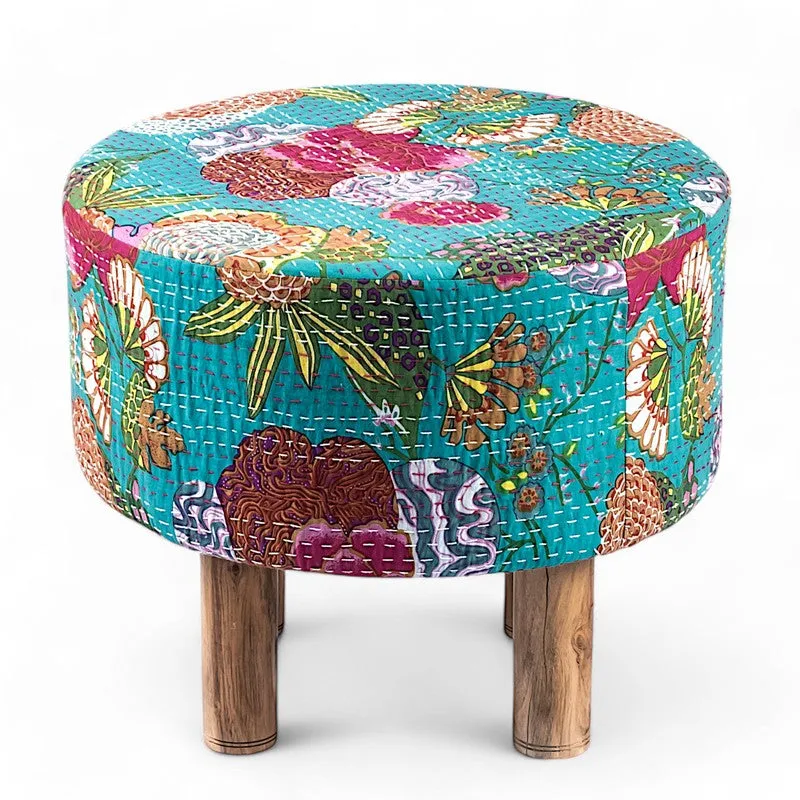 Lverix Acacia Wooden Ottomans - Multicolor media 4