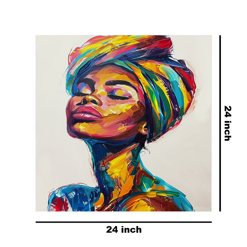 Multi-Colored African Woman Wall Painting media 8