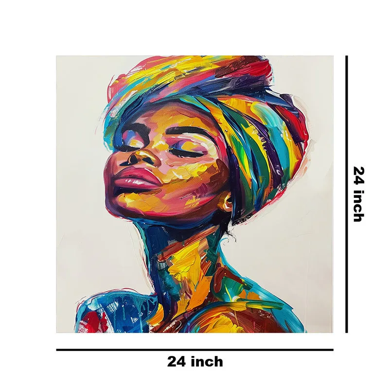 Multi-Colored African Woman Wall Painting media 8