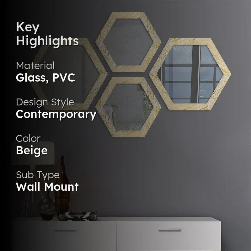 Monotri Wall Mirror With PVC Frame - Set Of Four media 2