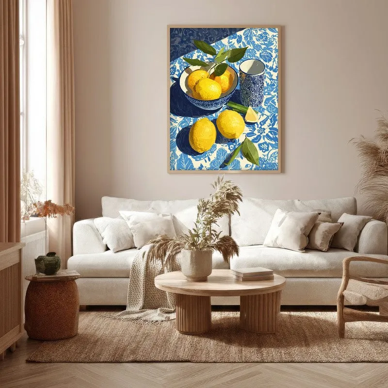 Zestara Lemon Canvas Wall Painting With Brown Frame media 5