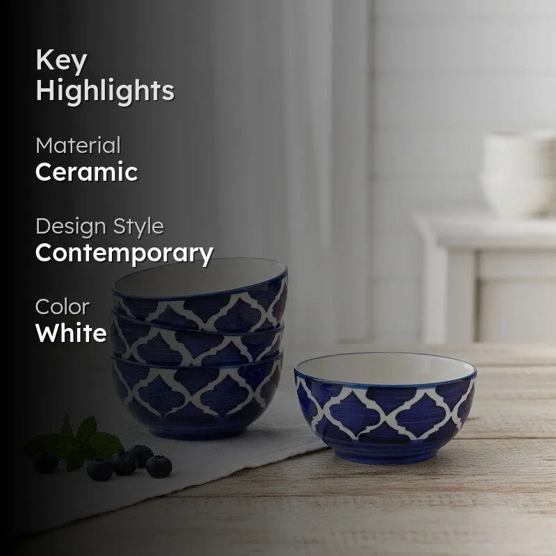 MiniFeast Ceramic Snack Bowls (Blue, 150 mL Each) - Set Of Four media 2