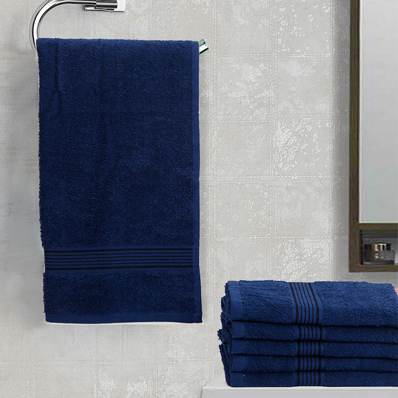 Eva Quick Dry Hand Towel (Navy Blue) - Set Of Six