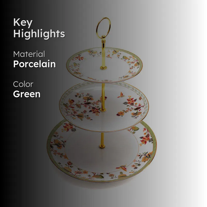 Painted Blooms 3-Tiered Porcelain Dessert Stand media 2