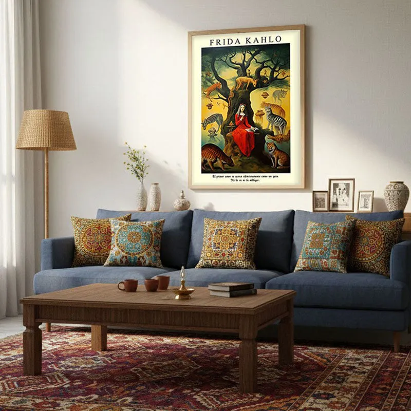 Women in Woods Archival Canvas Wall Art - Natural Brown Frame media 3