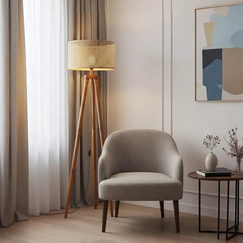Tripod Glow Acacia Wood Floor Lamp media 4
