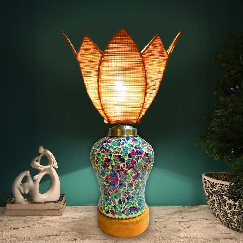 Floranisse Rattan Wooden Table Lamp - Multicolor