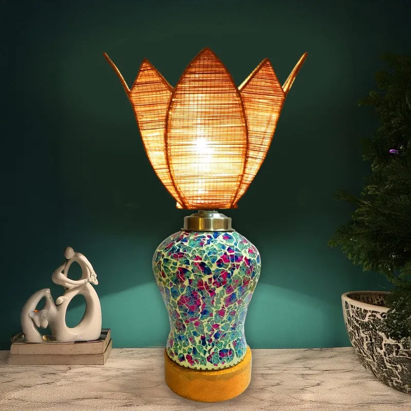Floranisse Rattan Wooden Table Lamp - Multicolor media 1