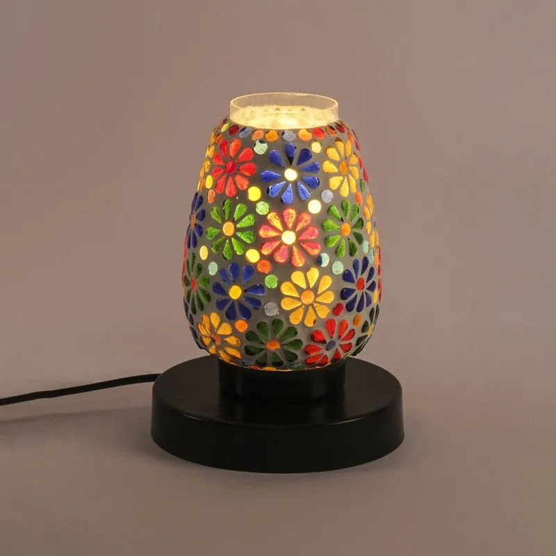 Vibrantray Mosaic Glass Table Lamp With Wooden Base - Multicolor media 6