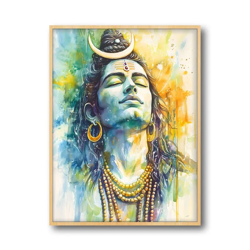 Shri Dakshinamurthi Spiritual Archival Paper Wall Painting - Natural Brown Frame media 5