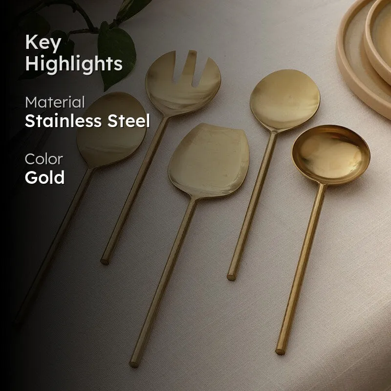 Zarifa Stainless Steel Serving Spoon - Set Of Five media 2