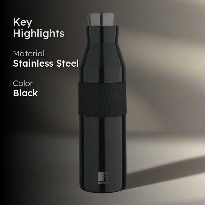 Bergner Walking Grip And Go Thermosteel Hot And Cold Flask (Black) - 600 mL media 2