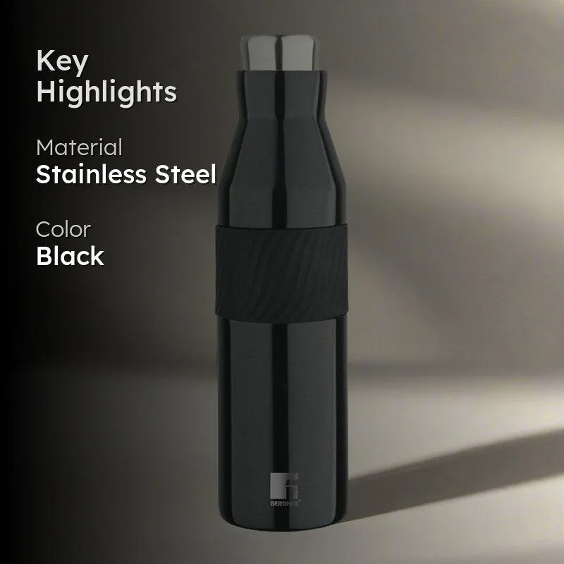 Bergner Walking Grip And Go Thermosteel Hot And Cold Flask (Black) - 600 mL media 2