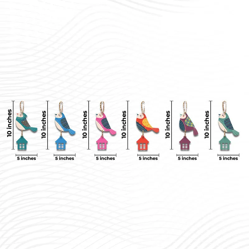 Chirps Of Color MDF Wall Hanging - Set of Six media 6