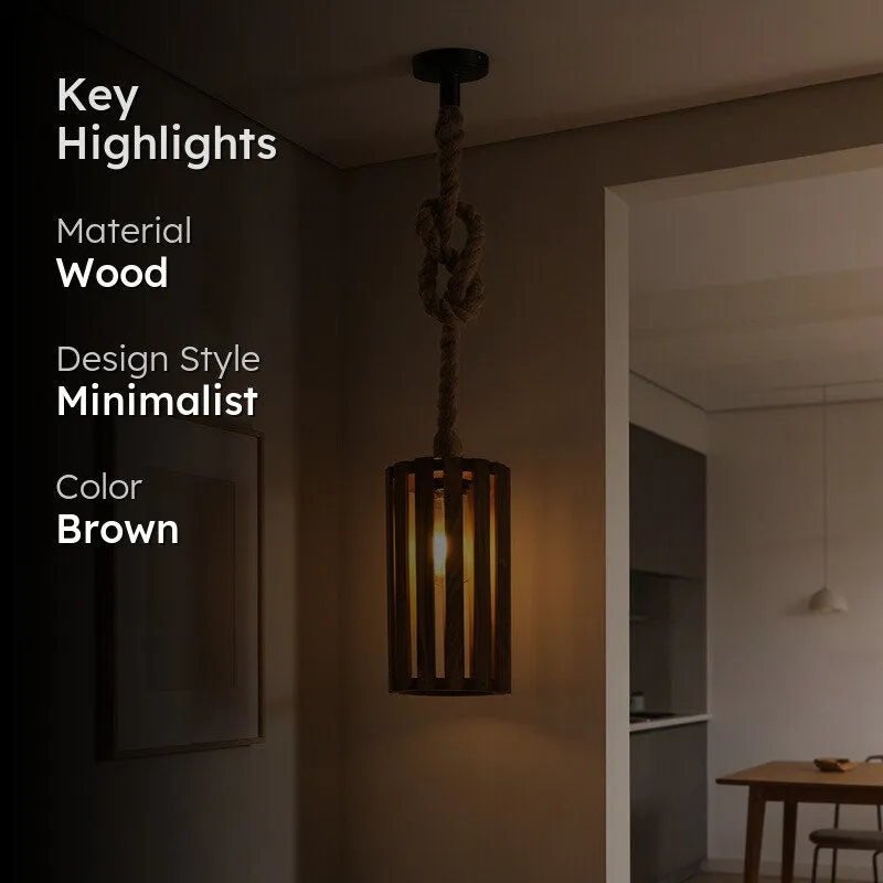 CageLite Wooden Ceiling Lamp - Brown media 2
