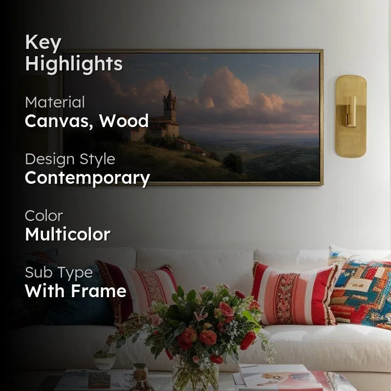 Hilltop Sanctum Canvas Wall Painting With Frame media 2