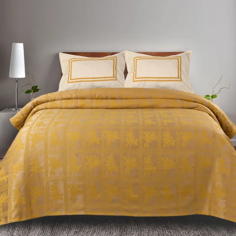 Petal Grid Cotton Bedsheet (Yellow) - 224 TC media 3