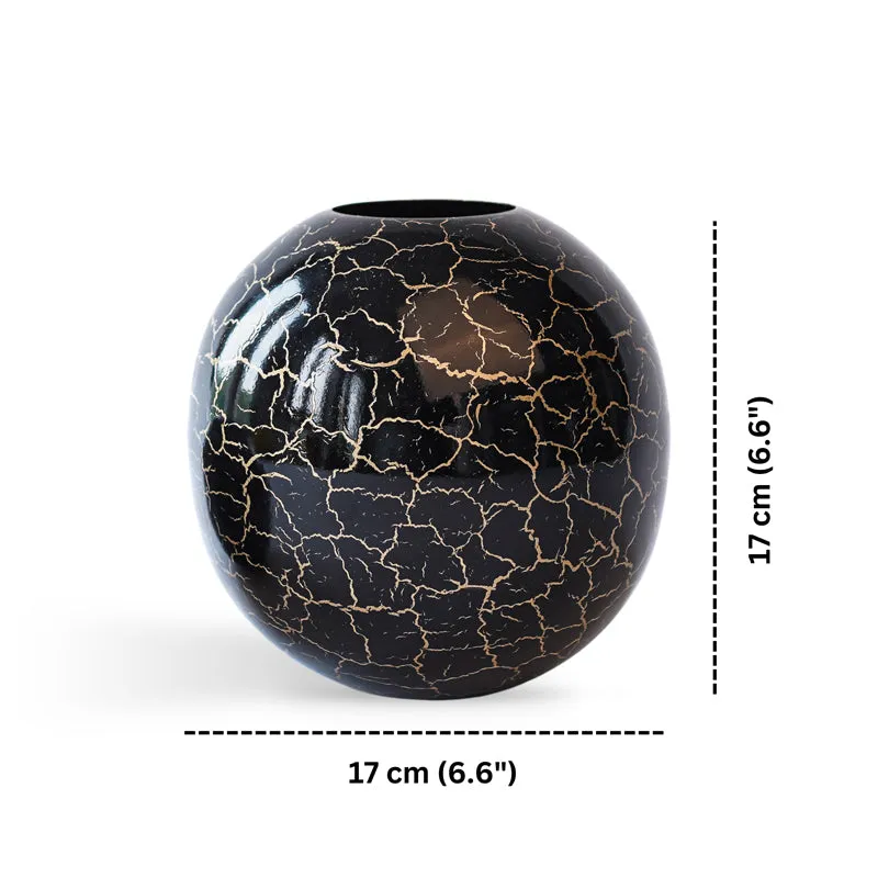 Manva Crackled Ball Vase (Black) - Large media 5