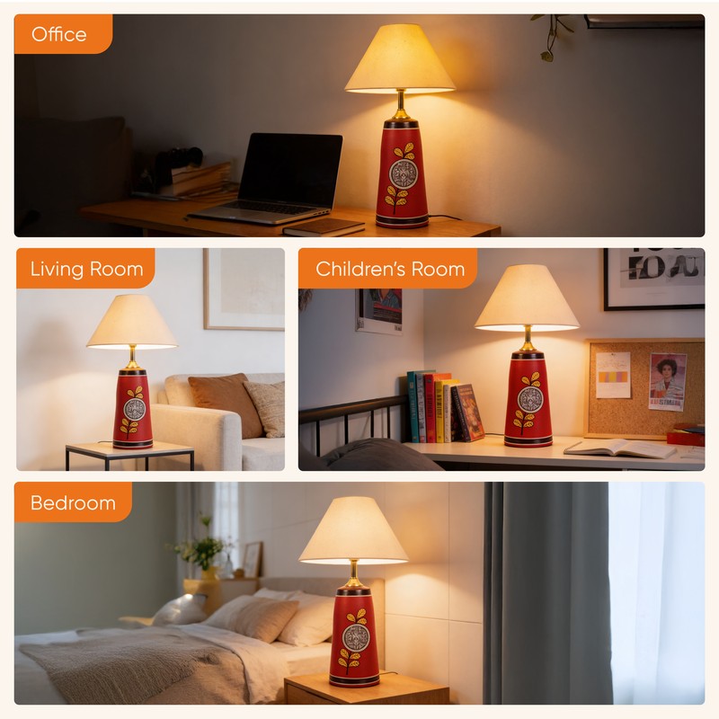 Birdo Chirp Terracotta Table Lamp - Multicolor media 8