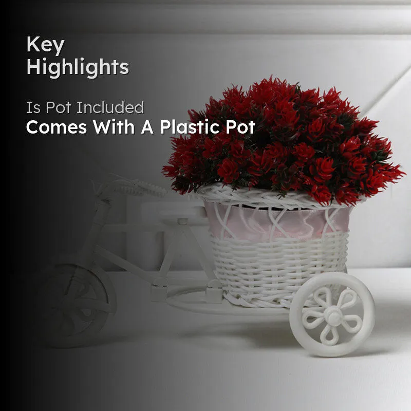Faux Red Flower Plant On Mini Cycle Rikshaw media 2