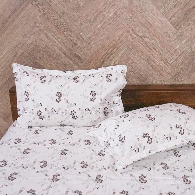 Nivara Floral Cotton Bedsheet (White,Coffee) - 180 TC media 4