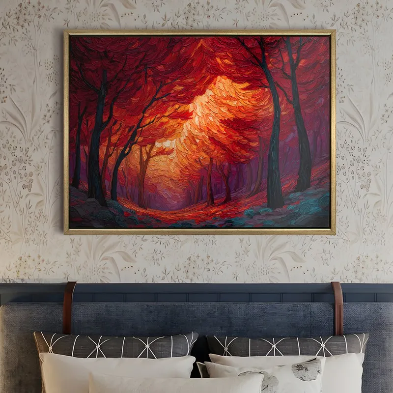 Fireleaf Forest Canvas Wall Painting With Frame media 5