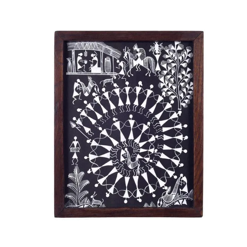 Life Of Warli Canvas Wall Art - Set Of Two media 4